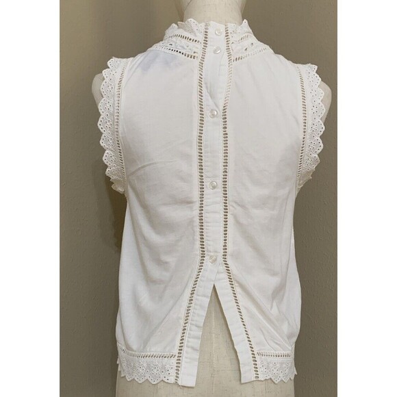 Anthropologie James Coviello Blouse Cream‎ White Lace Women’s Size XS - Picture 5 of 5